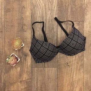 PINK Victoria Secret black tribal print bra